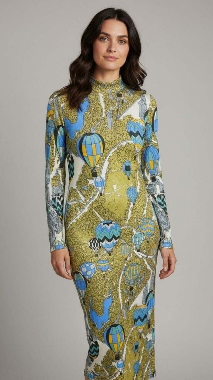 Tory Burch Printed Mockneck Dress Balloons In The Sky